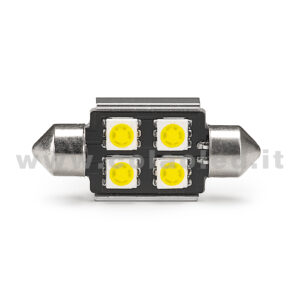 C5W 36mm 12V CANBUS 1 LAMPADINA MODELLO 4 SMD 5050 BIANCO LATTE NO ERRORE CANBUS SILURO
