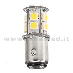 P21W 2 POLI 1157 CANBUS 1 LAMPADINA MODELLO 13 CHIP LED BIANCO LATTE BA15D