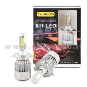 H4 7600LM KIT LED 2 LAMPADE 72W CON DIODI SCELTI KIT LED H4