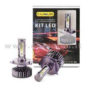 H4 10°000LM KIT LED 2 LAMPADE LED CREE  90W BIANCO FREDDO MINI TURBO LED H4