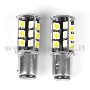 P21W 2 POLI 1157 CANBUS 2 LAMPADINE MODELLO 13 CHIP LED BIANCO LATTE BA15D
