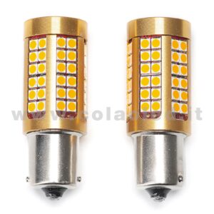 P21W 1 POLO 1156 CANBUS 2 LAMPADINE MODELLO 78 CHIP LED ARANCIONE NO ERRORE SUPER CANBUS BA15S