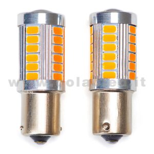 P21W 1 POLO 1156 CANBUS 2 LAMPADINE MODELLO 33 CHIP LED ARANCIONE NO ERRORE SUPER CANBUS BA15S