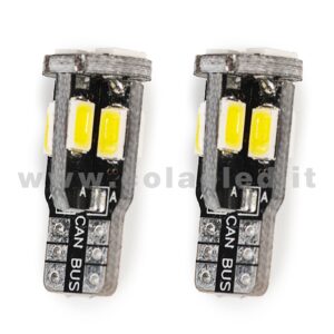 T10 LED 12V CANBUS 2 LAMPADINE MODELLO 10 SMD 5630 BIANCO LATTE NO ERRORE CANBUS W5W