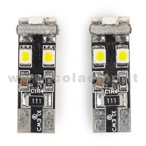 T10 LED 12V CANBUS 2 LAMPADINE MODELLO 8 SMD 3528 BIANCO LATTE NO ERRORE CANBUS W5W