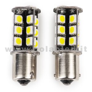 P21W 1 POLO CANBUS 2 LAMPADINE MODELLO 27 SMD 5630 BIANCO LATTE NO ERRORE CANBUS 1156 BA15S