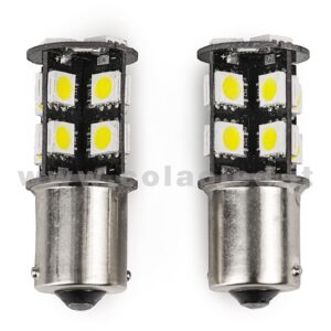 P21W 1 POLO 1156 CANBUS 2 LAMPADINE MODELLO 19 CHIP LED BIANCO LATTE NO ERRORE SUPER CANBUS BA15S