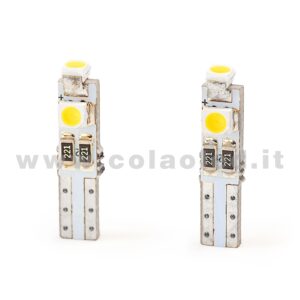 T5 CANBUS 2 LAMPADINE MODELLO 3 SMD 3528 BIANCO LATTE NO ERRORE CANBUS T5